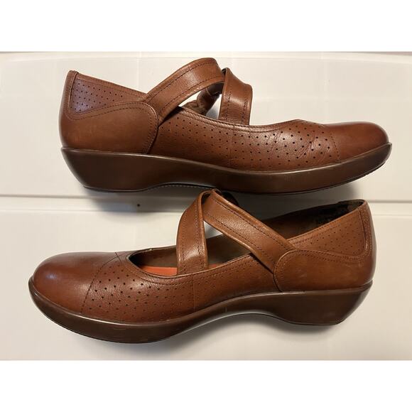 Dansko Leather Mary Janes Deidra Knot Brown Cognac Comfort Shoes Size 8.5-9 - Picture 8 of 10